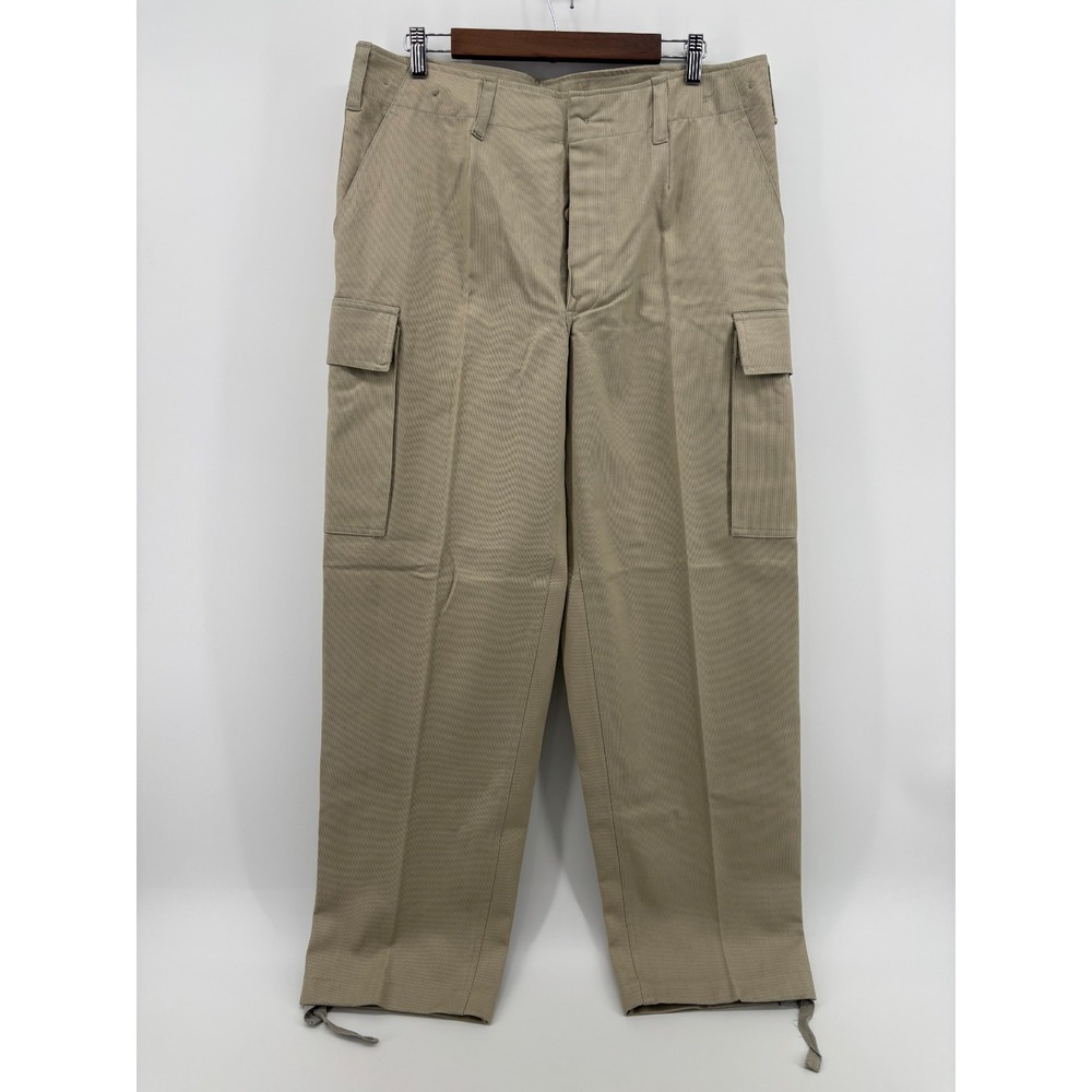 German Army BDU Military Combat Cargo Pants Mens Beige Flat Front NWOT Vintage